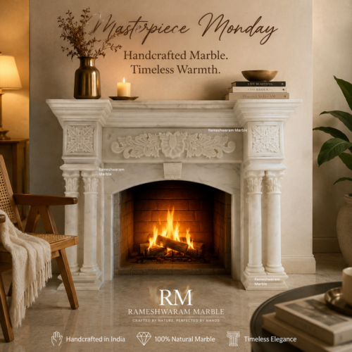 Rameshwaram Marble handcrafted marble fireplace Udaipur
